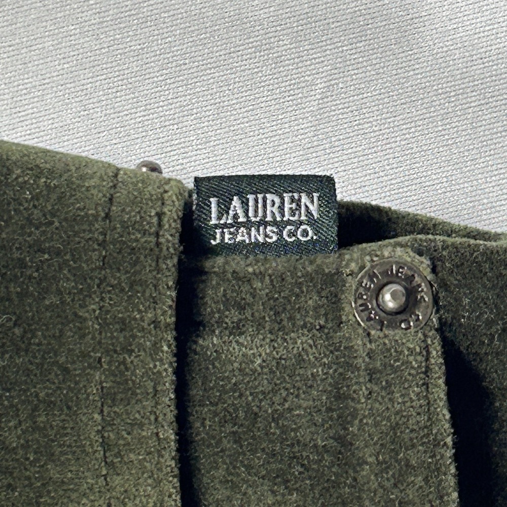 Ralph Lauren Jeans Women's Luxe Velvet Pants Olive Green Stretch Straight Leg 10 - Picture 6 of 9